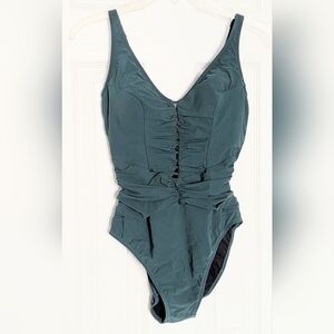 Profile By Gottex Women's (8) Green Bathing Suit/Swimsuit w/Cut-Outs & Ruching